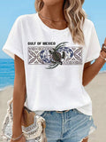 Women's Waffle Mexican Turtle Print T-Shirt