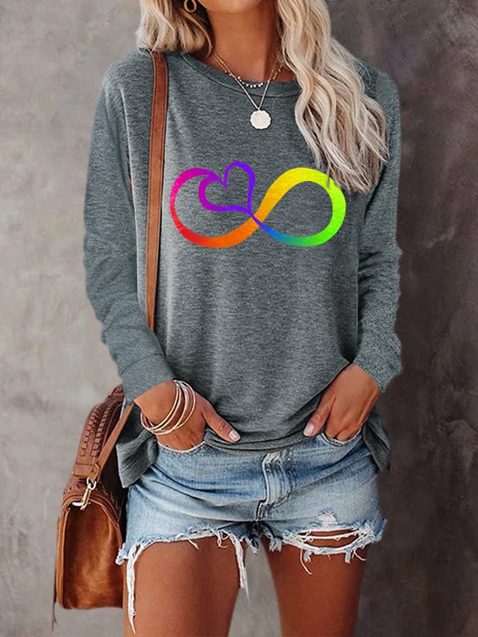 Autism Infinity Long Sleeve Print T-Shirt