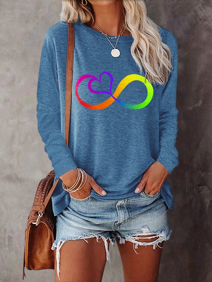 Autism Infinity Long Sleeve Print T-Shirt