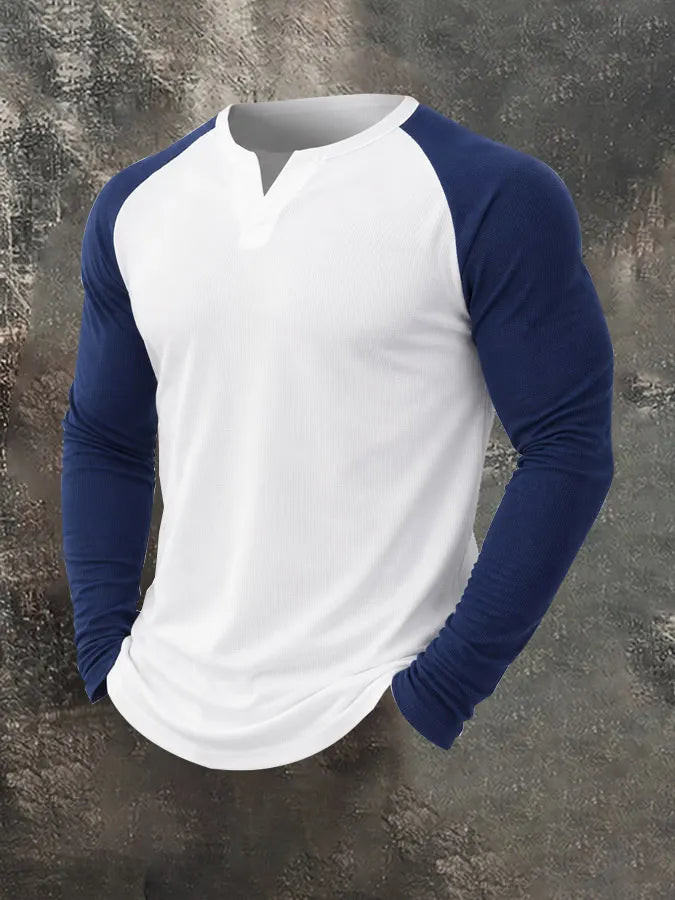 Men's Casual Outdoor Slim Fit Base Layer Raglan Top Set