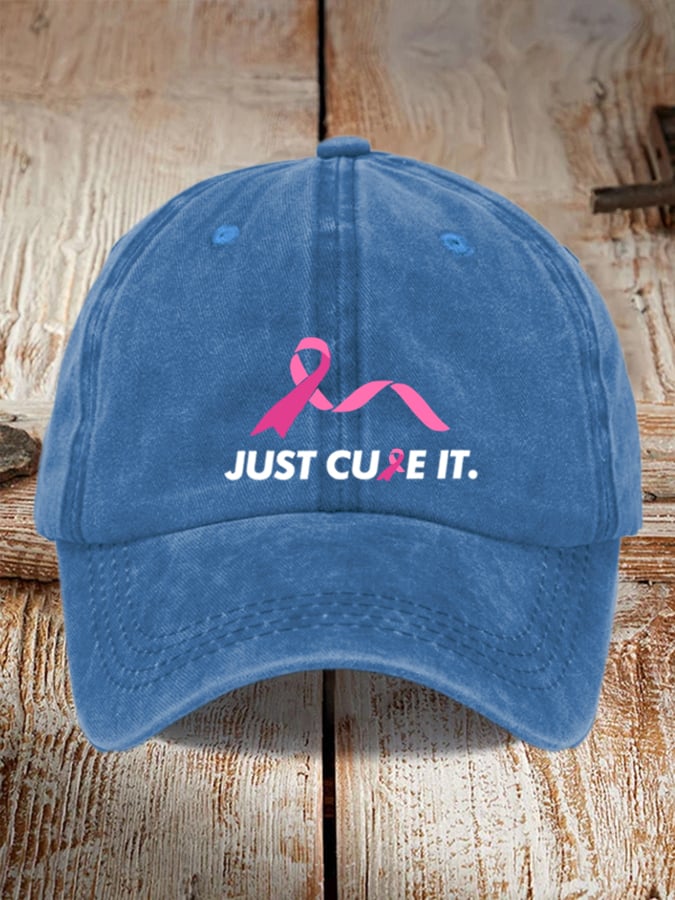 Just Cure It Breast Cancer   Printed Baseball Cap