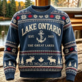 1615 Lake Ontario Canada Icelandic Style Jacquard Knit Warm Sweater