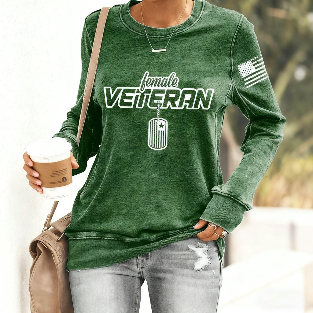 Women's "Female Veteran" Print Sweatshirt