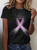 Women's Pink Ribbon Breast Cancer Awareness Print T-Shirt