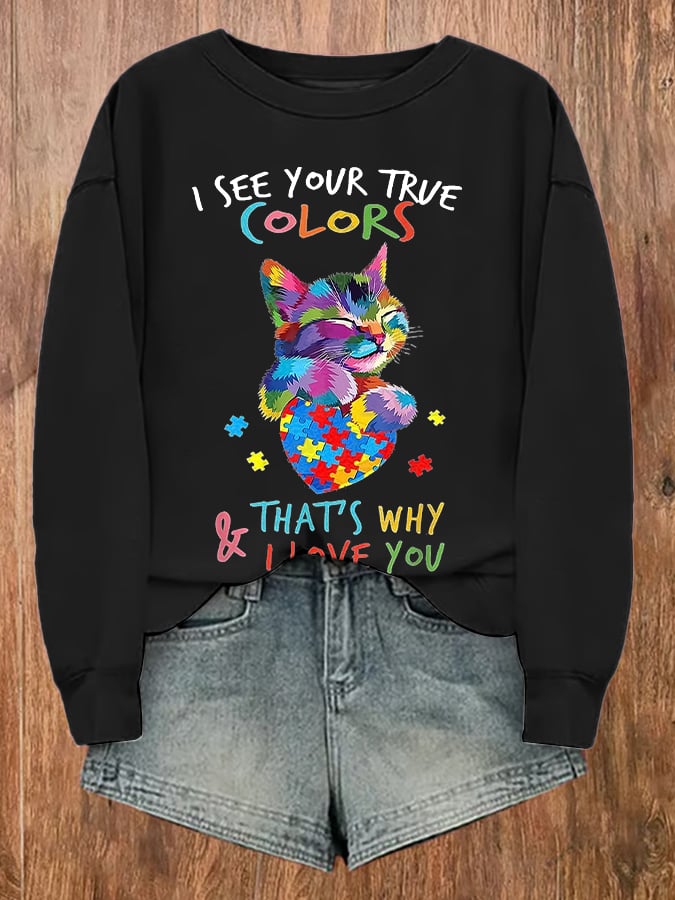Women's Autism Print Sweatshirt