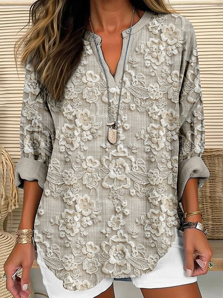 Women's Floral Lace Print Shirt