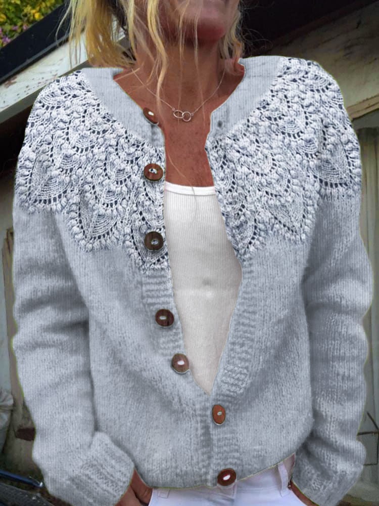Women's Knitted Flower Sweater Cardigan