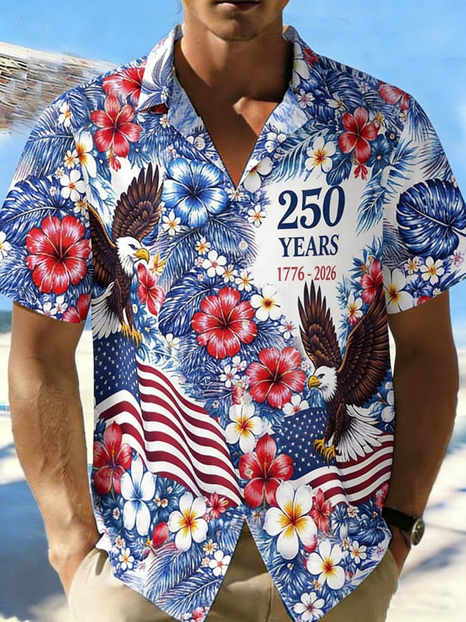 Men's Vintage American 250th Anniversary Print Shirt