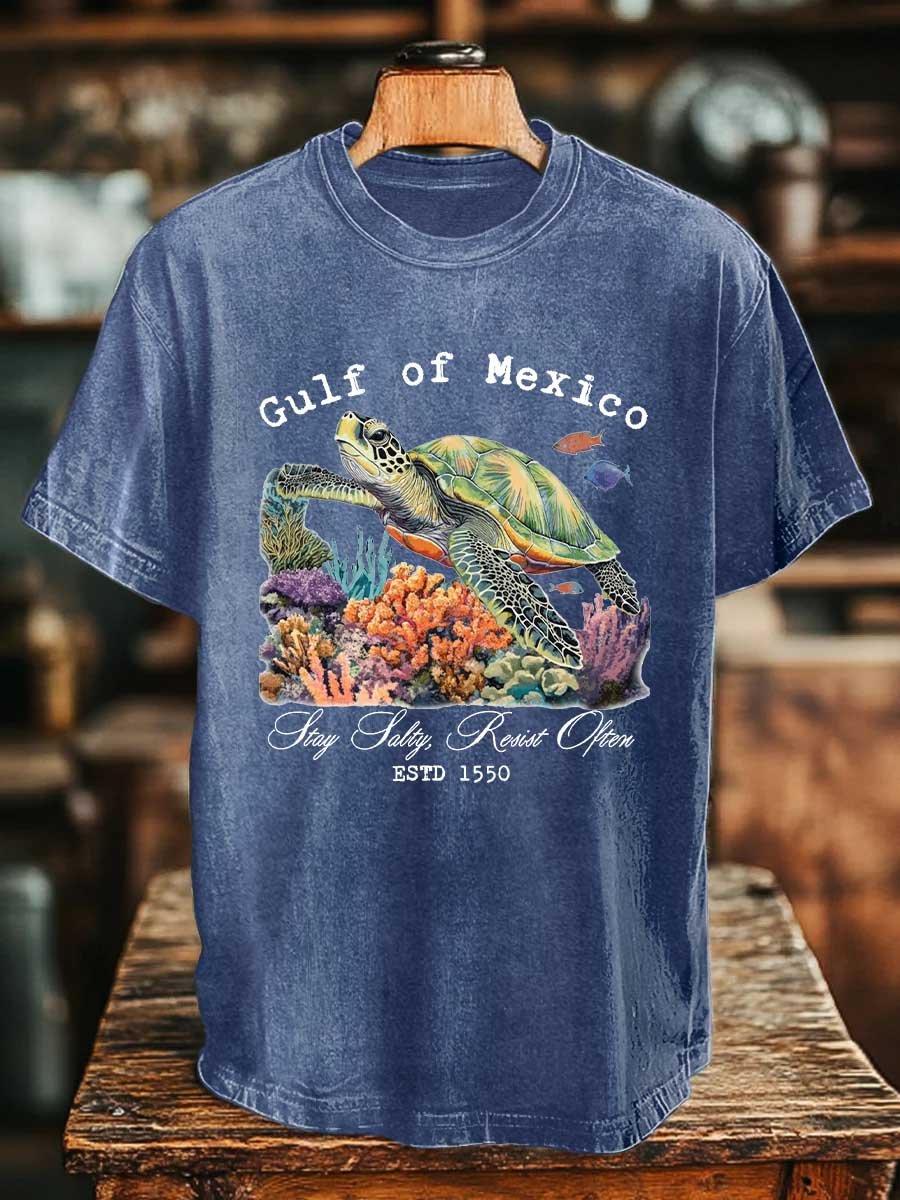 Men's Gulf Of Mexico Printed Round Neck T-Shirt