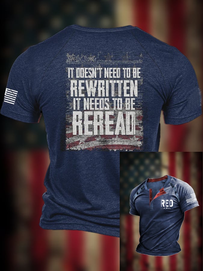 Men's REREAD - Not ReWritten Independence Day Henley Neck T-Shirt
