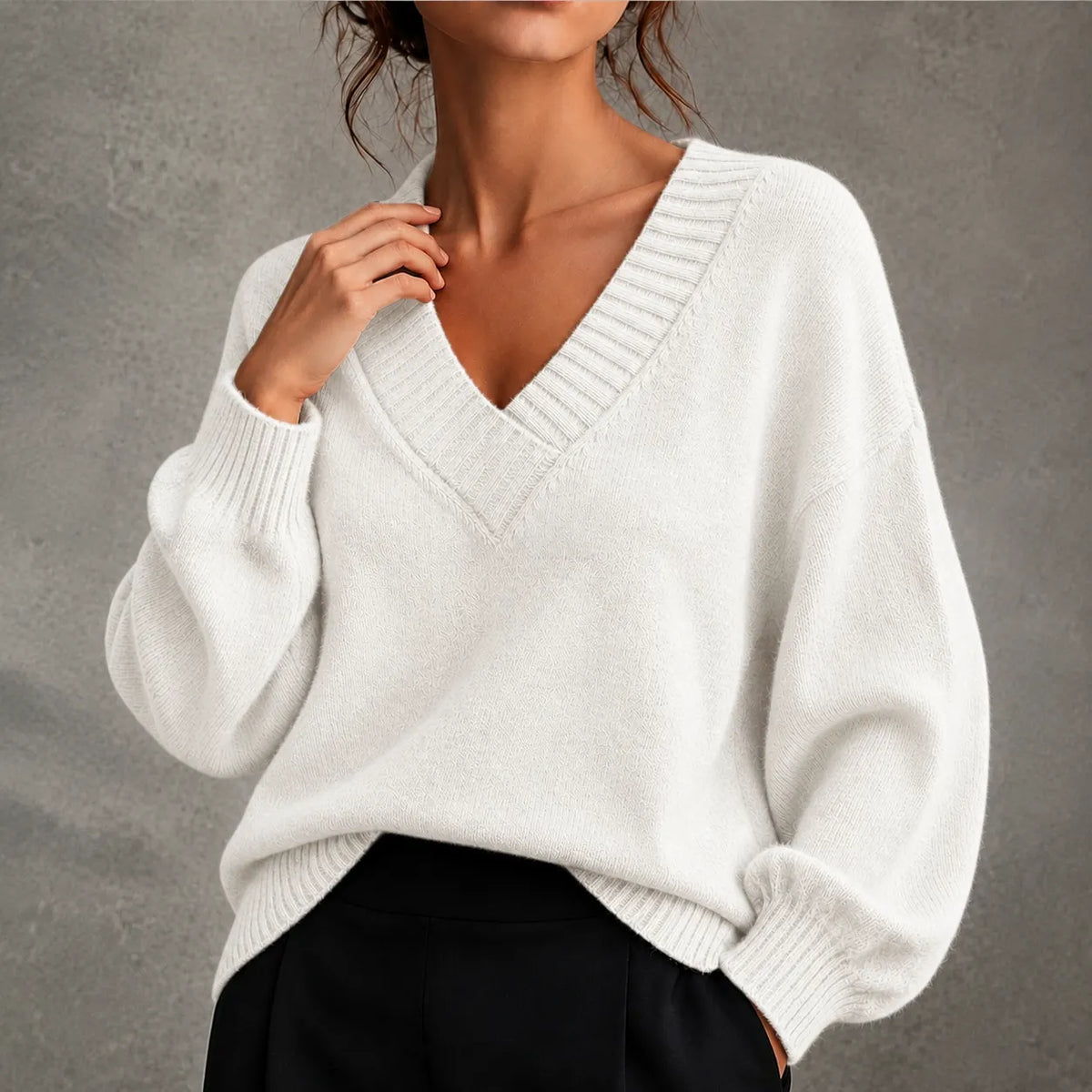 Retro V-neck Pullover Knit Sweater