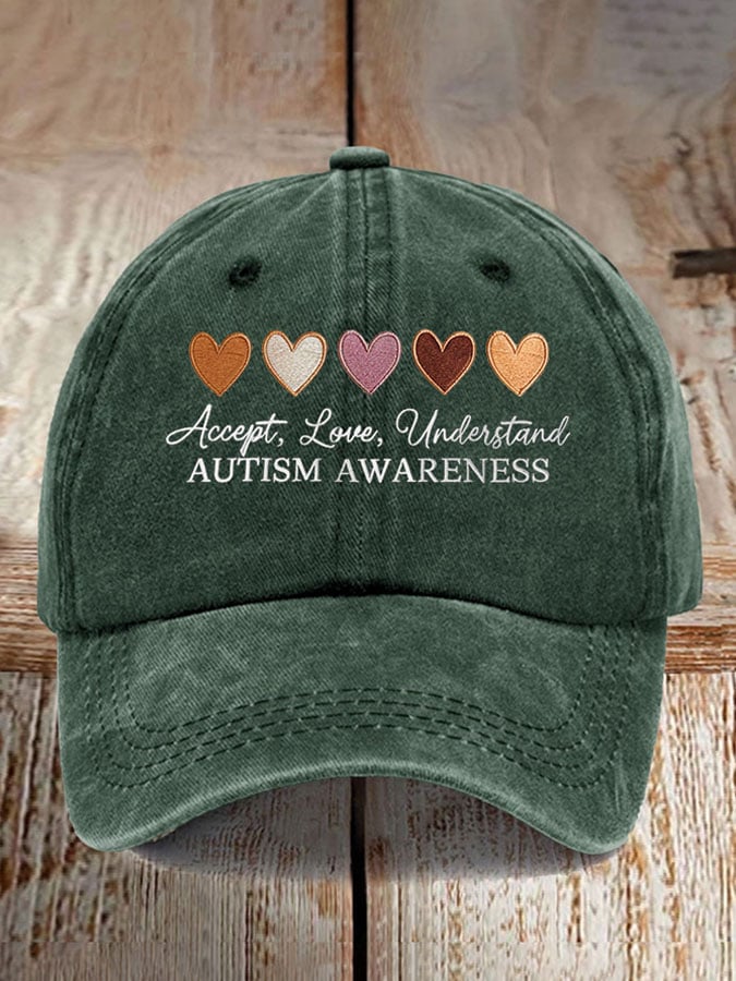 Unisex Accept Love Understand Autism Awareness Print Baseball Cap