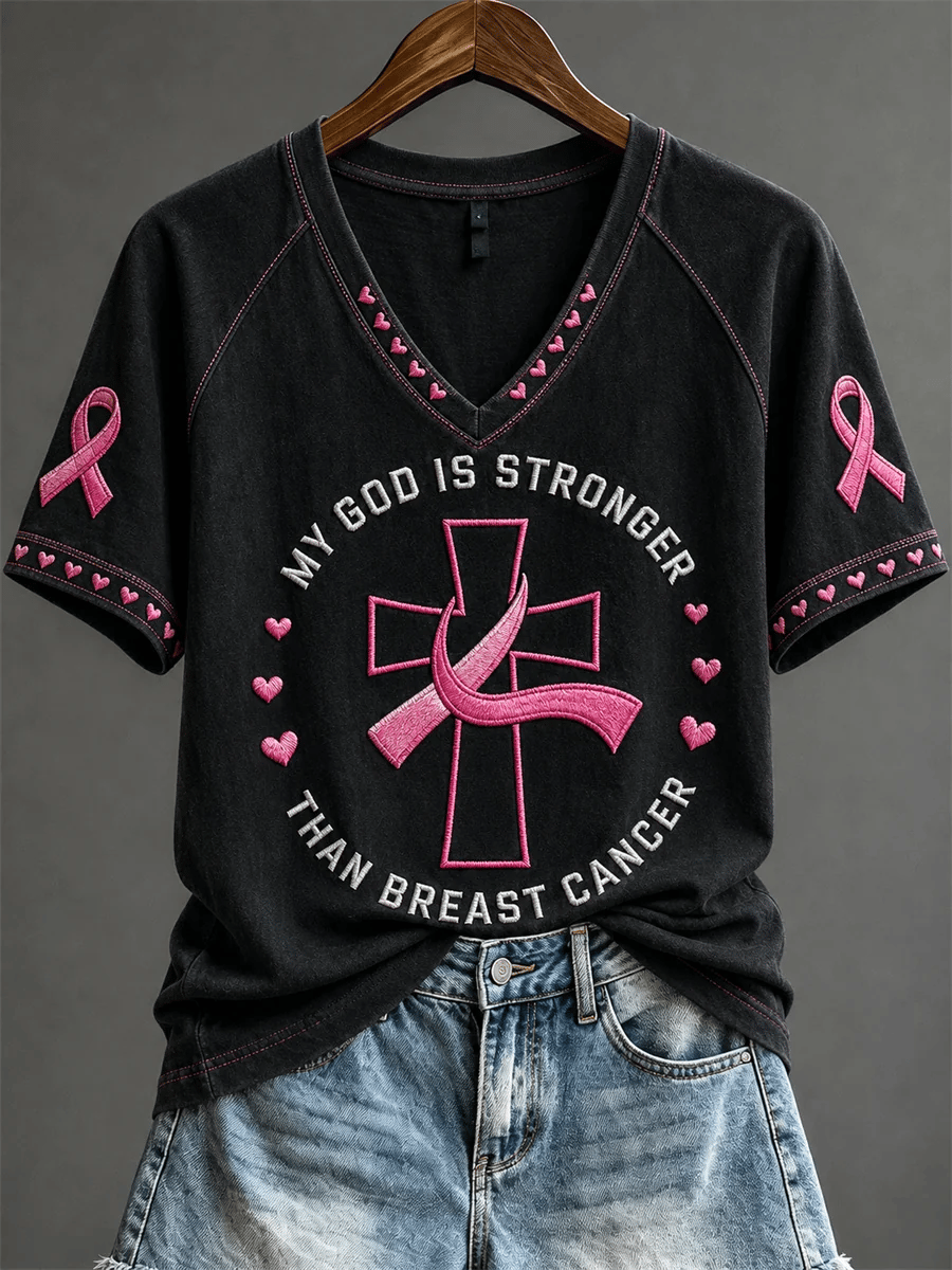 Women's My God Is Stronger Than Breast Cancer short-sleeved T-shirt