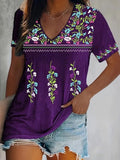 Women's Purple Floral Print Alzheimer's Awareness Support  Print T-Shirt