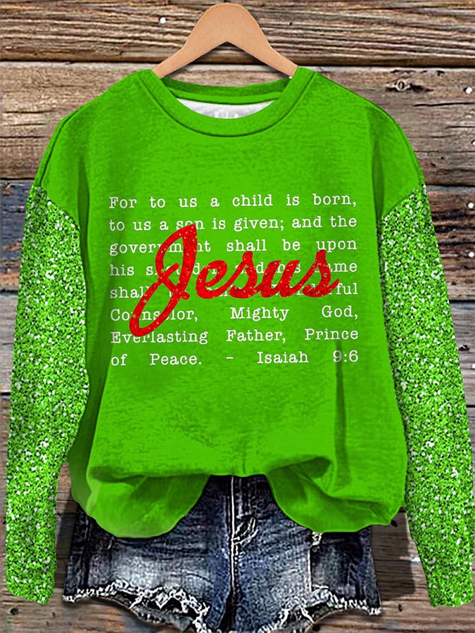 Women'S Casual Christmas Faith Print Sweatshirt