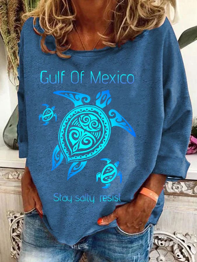 Women's Gulf Of Mexico Print Casual Sweatshirt