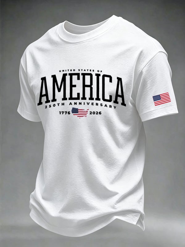 America 250 Years Pattern 100% Cotton T-Shirt