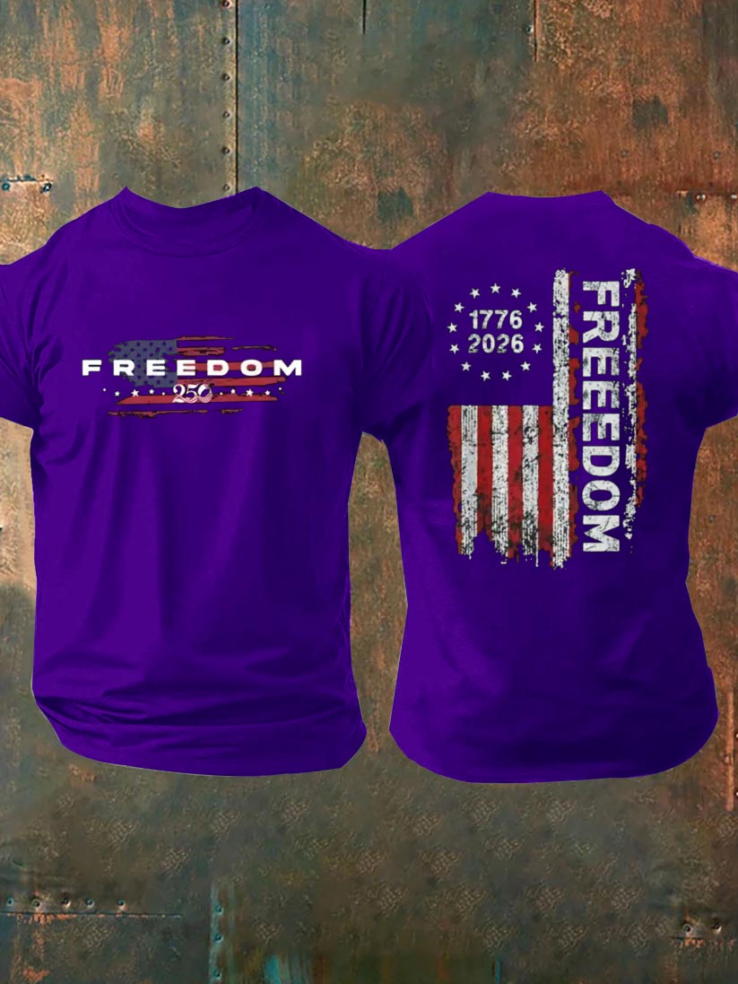 Freedom 250th Anniversary Pattern 100% Cotton T-Shirt