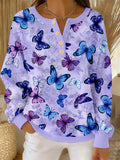 Women's Alzheimer's Purple Art Design Print Button Bottoming Shirt