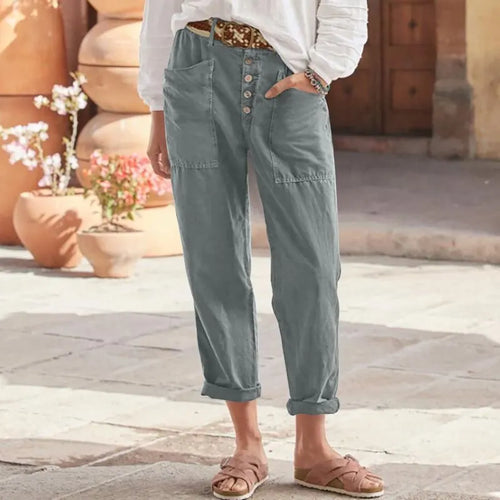 Casual Button-Down Utility-Chic Trousers with Pockets