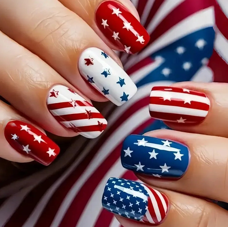 Patriotic National Flag Pattern False Nails