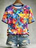 Women's Autism-Themed Casual Print Top