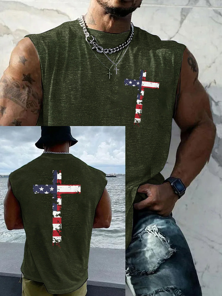 250th Anniversary Cross Pattern Round Neck 100% Cotton Tank Top