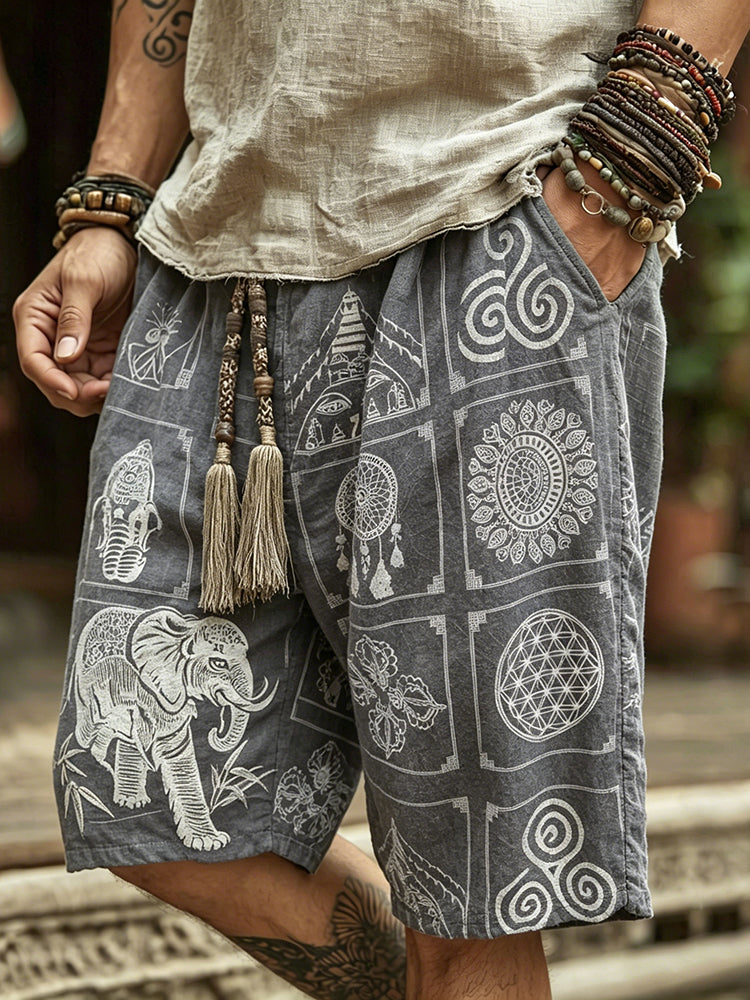 Retro Hippie Yoga Design Shorts