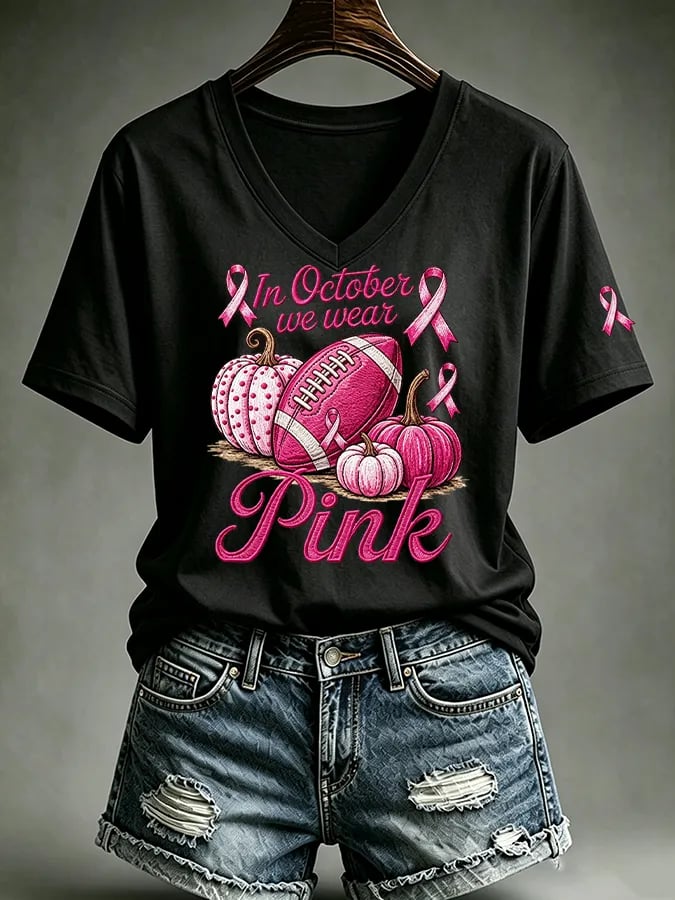 We Wear Pink Printed T-Shirts For Women In October