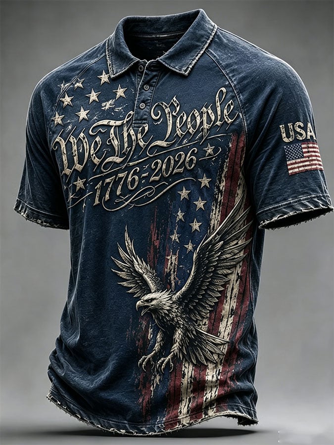 Men's Print Casual Polo Shirt