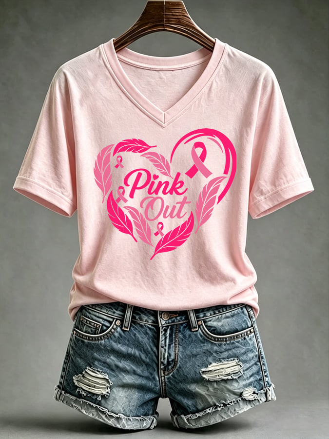 Women's Casual Breast Cancer Awareness Print Top
