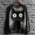 Women's Retro Halloween Black Cat Art Print Casual Sweatshirt