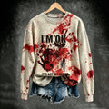 Women's Halloween "i'm Ok It's Not My Blood" Print Crew Neck Sweatshirt