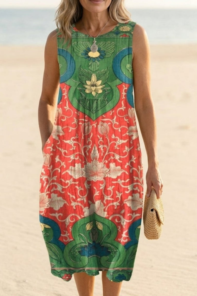 Pastel Floral Print Midi Dress
