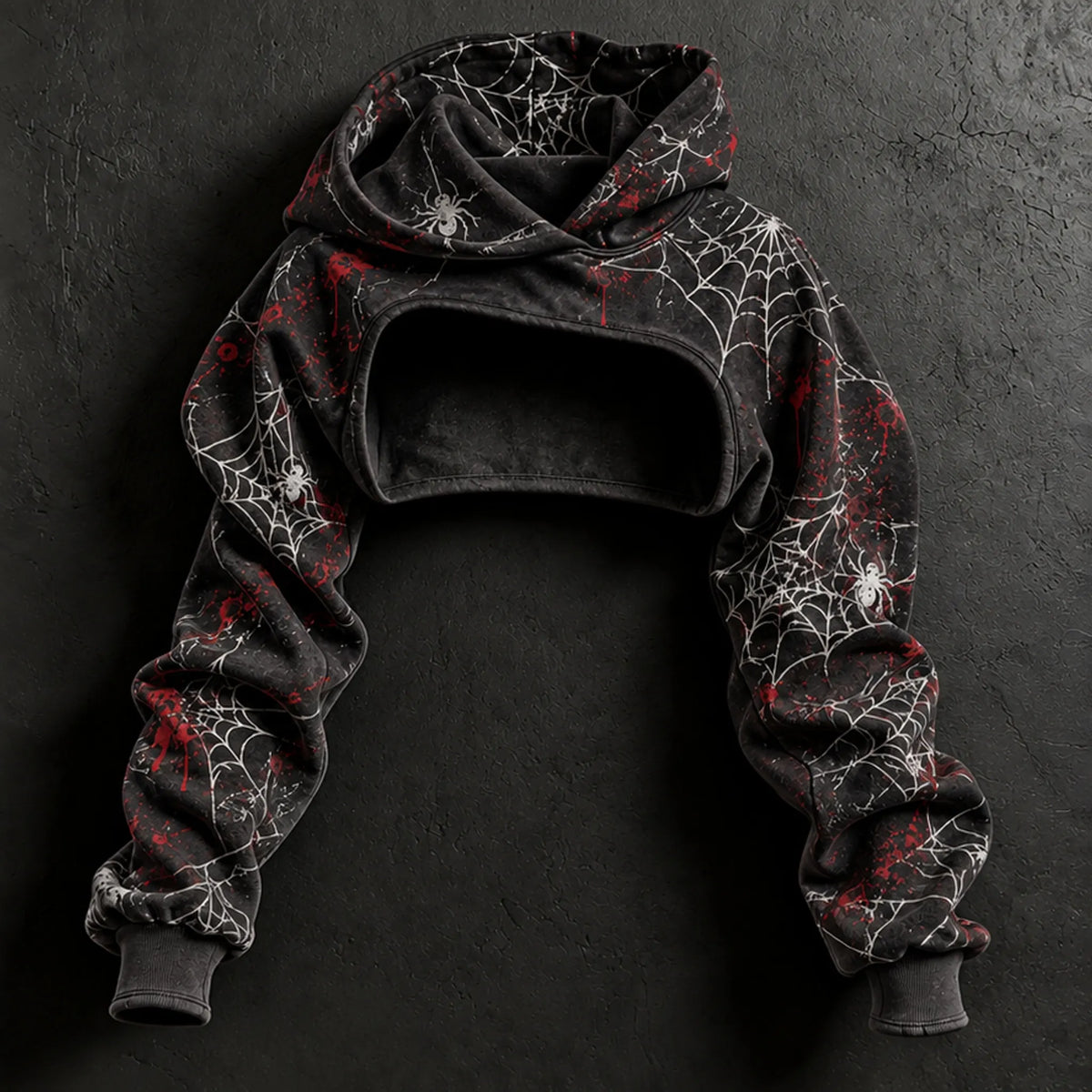 Women's Halloween Spiderweb Print Hoodie Two Piece Set