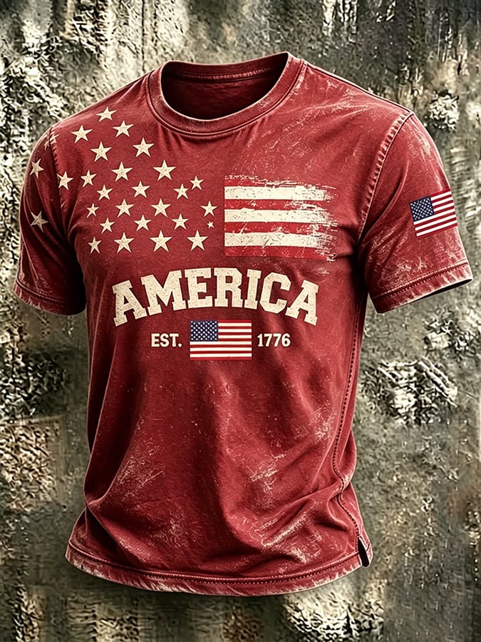 Men's 250th Anniversary Independence Day Art Printed Casual T-shirt