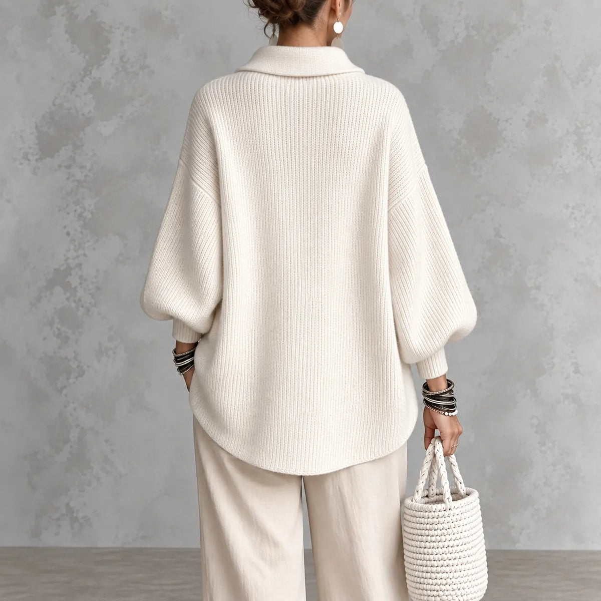 Elegant Collared Button-up Knit Cardigan