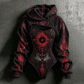 Women's Halloween Mysterious Ethnic Pattern Printed Hoodie Set, 2 Pieces