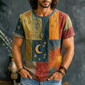 Men's Mysterious Sun Moon Boho Hippie Patchwork Print T-shirt