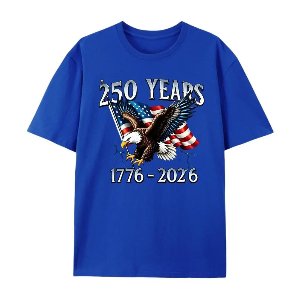 250 Years 1776- 2026 United States Flag 100% Cotton T-Shirt