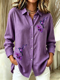 Women's Casual Retro Print Long-Sleeved Shirt