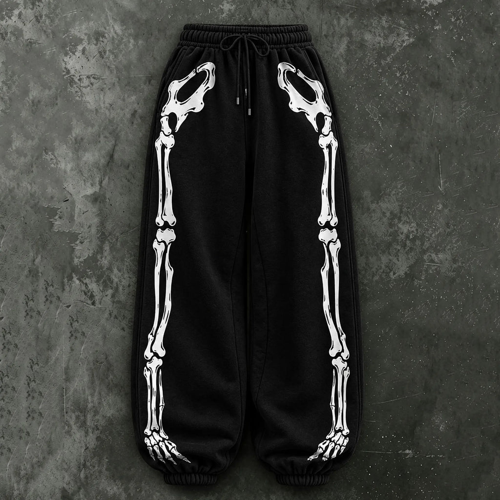 Women's Vintage Halloween Skull Outline Casual Sweatpants