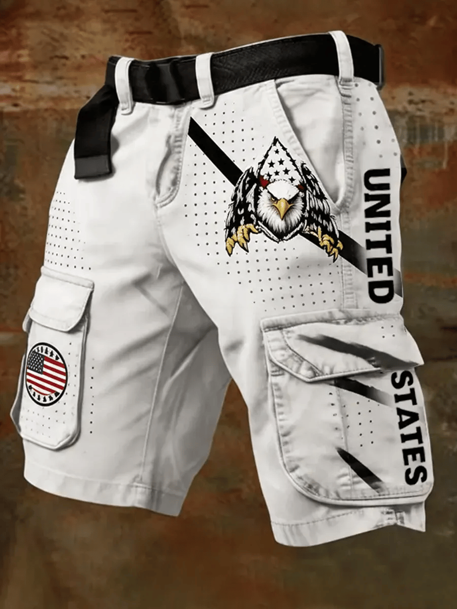 Men's Retro American Flag Print Shorts