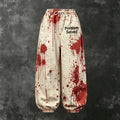 Women's Retro Halloween Bloodstain Letter Print Loose Pants