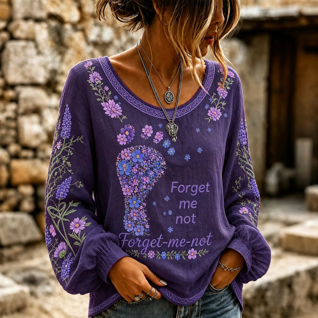Women's Forget Me Not Print Alzheimer's Awareness Support T-shirt