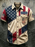 Men's Casual Retro Print Short-Sleeve Shirt