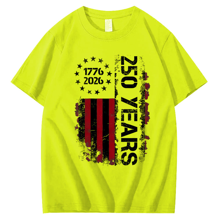 250 Years Anniversary USA Shirts Mens 250th American Flag 100% Cotton T-Shirt