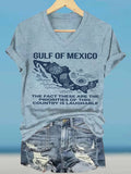 Women's Gulf Of Mexico Printed V Neck T-shirt