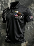 Men's American Flag Print Polo Shirt