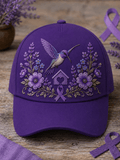Purple Floral Print Casual Hat